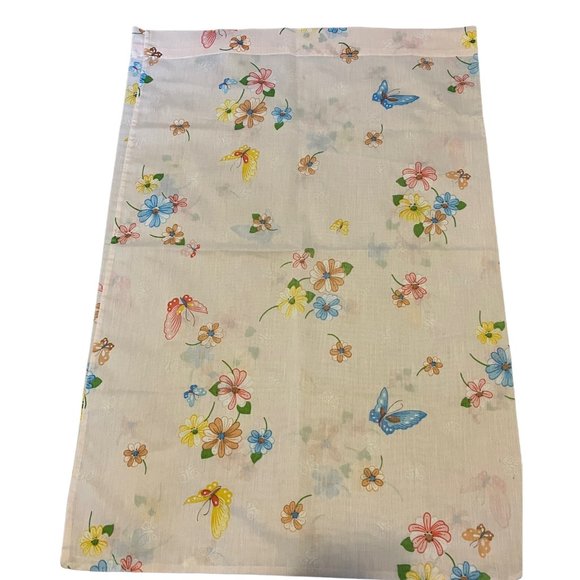 Vtg Thomaston Pink Butterfly Standard Pillow Case Linen Cotton Floral Blue - Picture 3 of 7